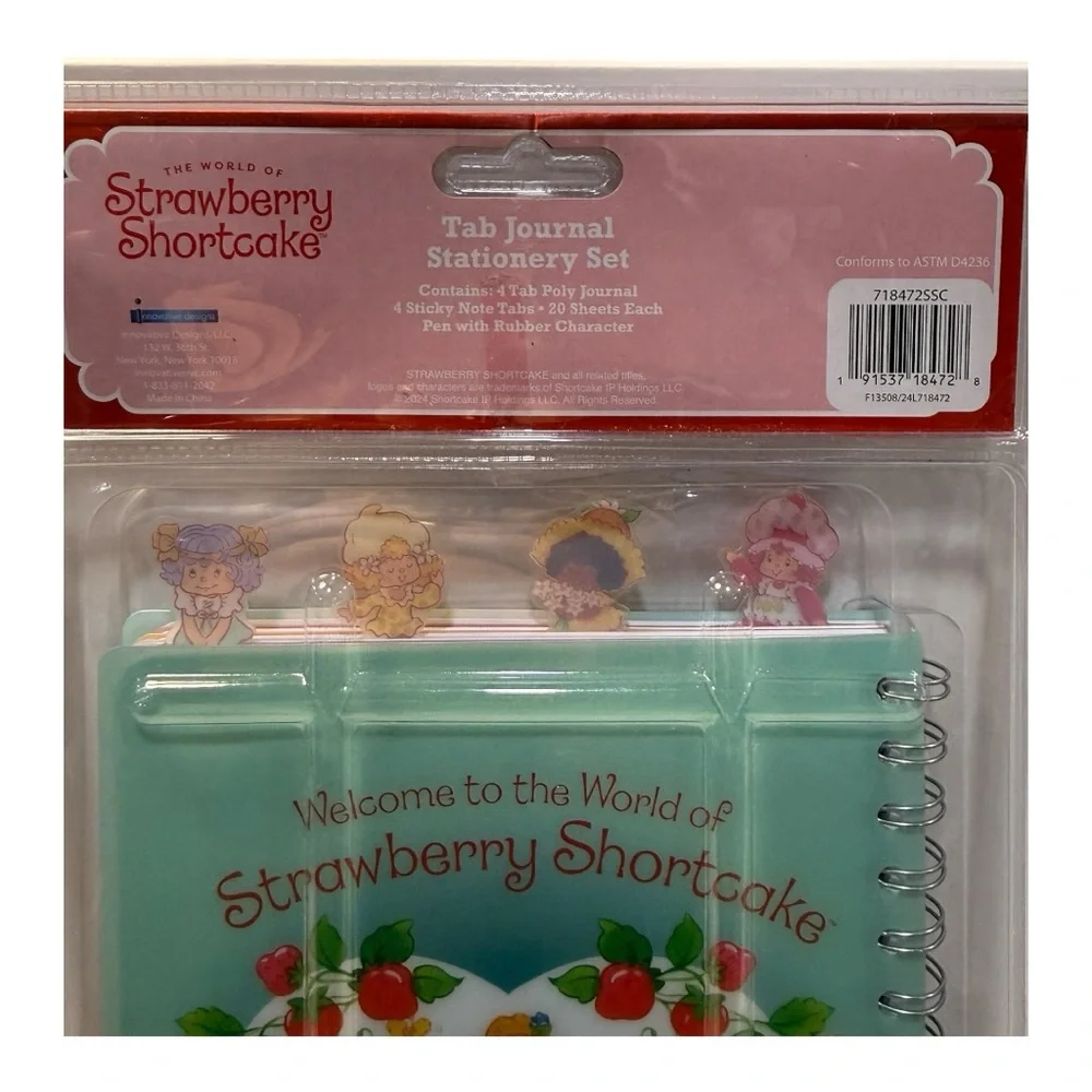 Strawberry Shortcake Tab Journal Stationery Set – Notebook, Tabs & Pen – New